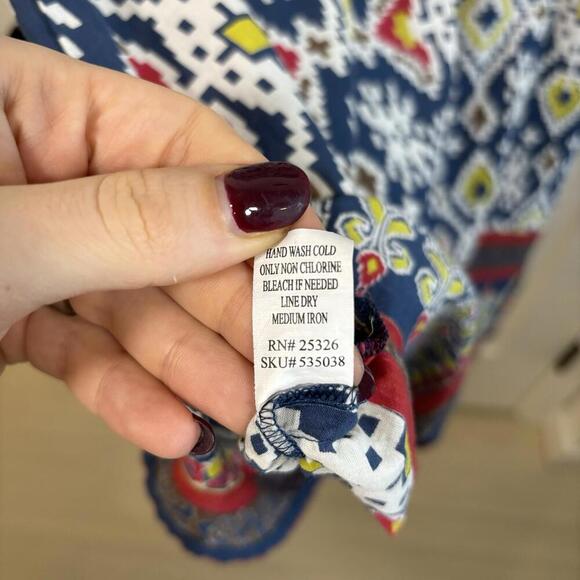 World Market Women L/XL Tunic Dress Embroidered Geometric Boho Tassel Aztec - Picture 4 of 7